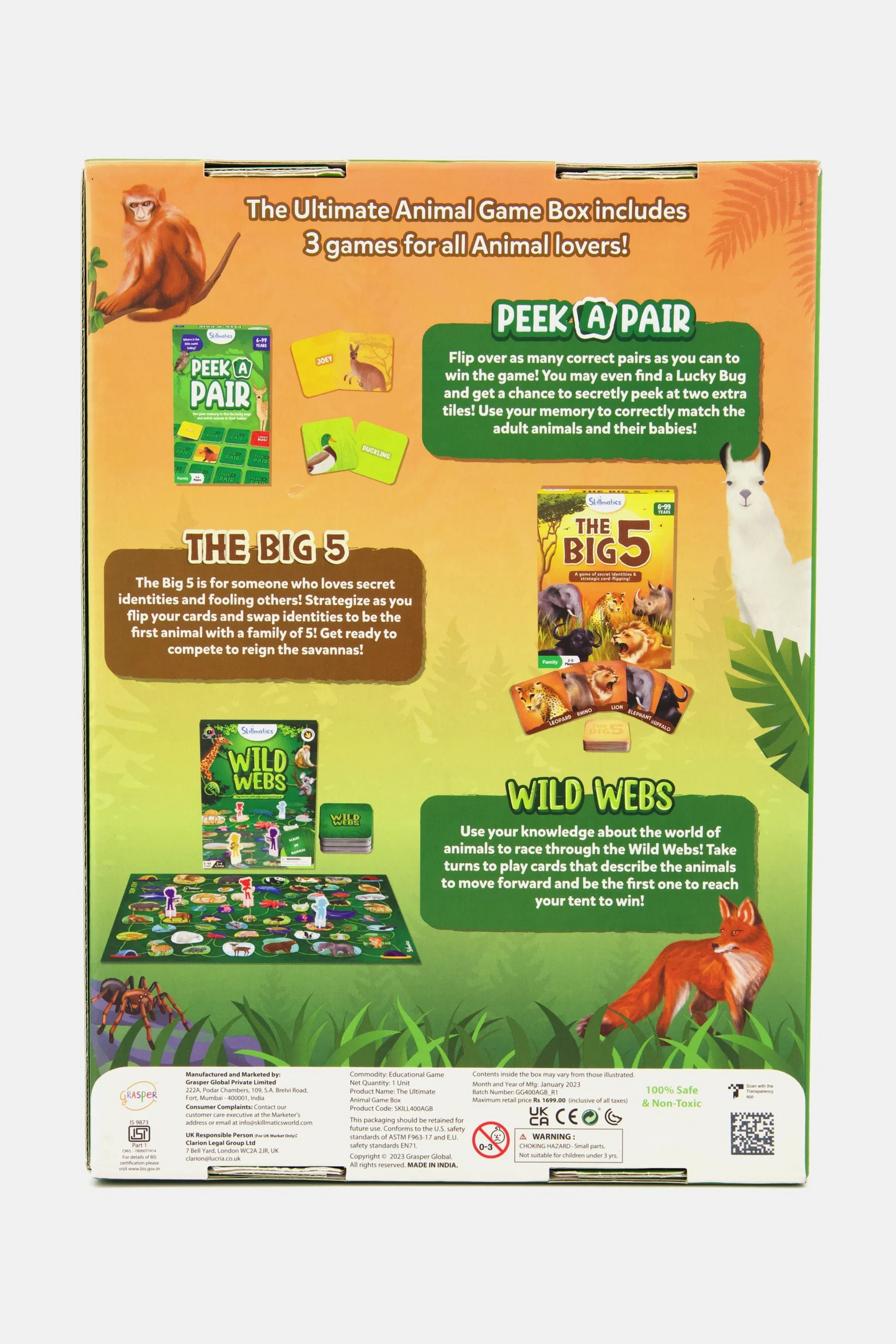 3 Games In 1 The Ultimate Animal Game Box